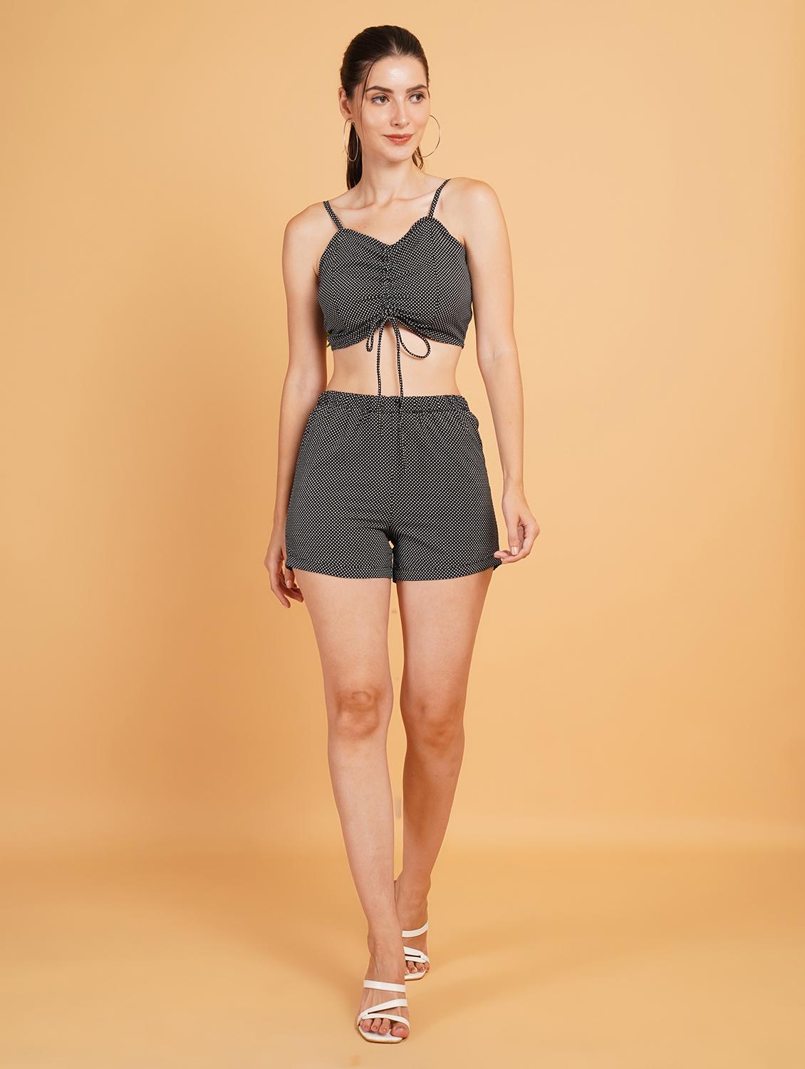 women black polyester top and shorts co-ord set - 21508325 -  Zoom Image - 0