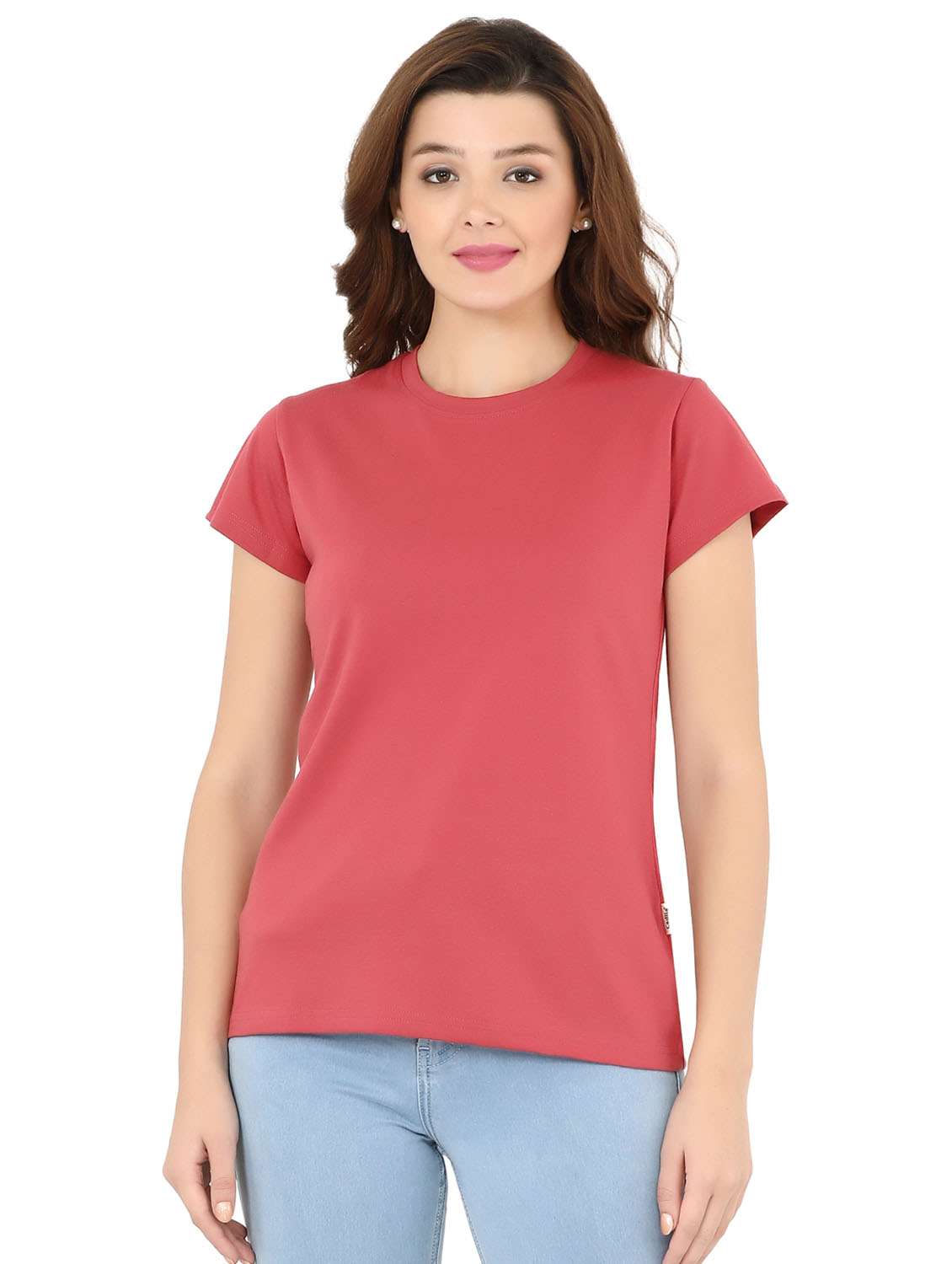 coral solid regular t-shirt