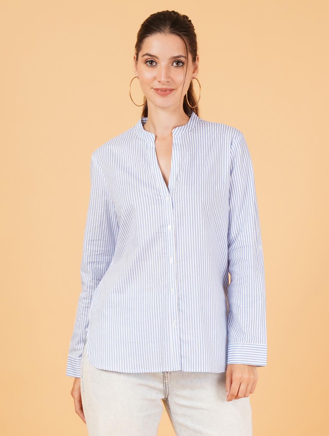 women blue cotton regular shirt - 21508368 - Zoom Image - 0