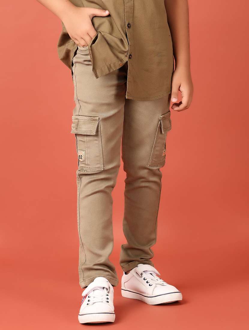 boys beige plain cargo - 21508403 -  Standard Image - 1