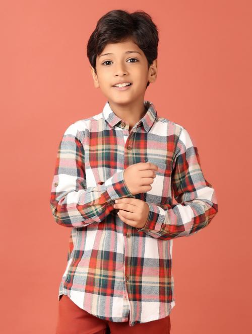 boys red checks shirt - 21508414 - Standard Image - 0