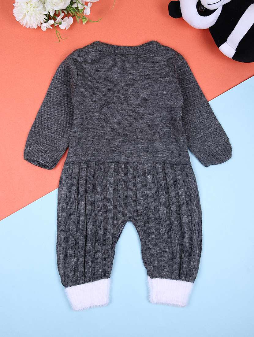 boys grey self design romper - 21508430 -  Standard Image - 1