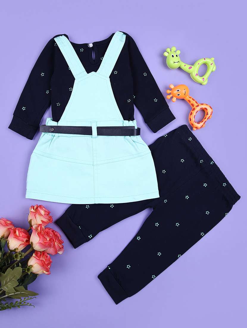 girls printed dungarees twin set - 21508491 - Standard Image - 1