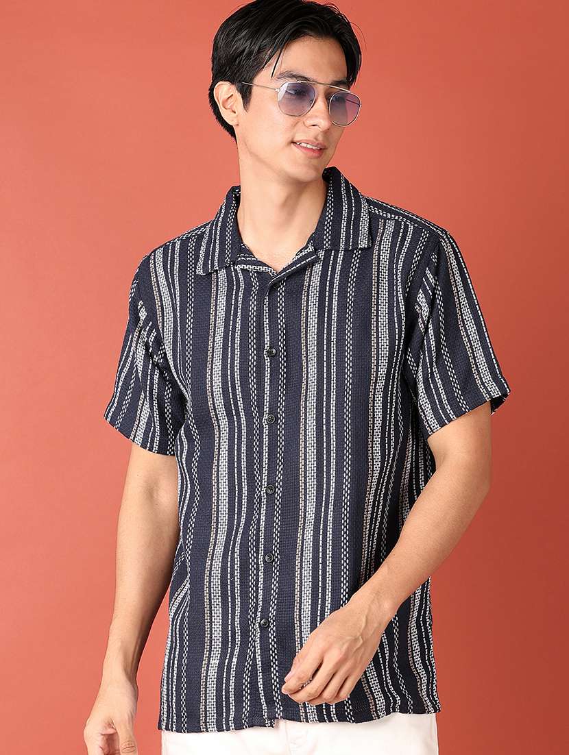 men collared textured regular fit casual shirt - 21508505 -  Standard Image - 1