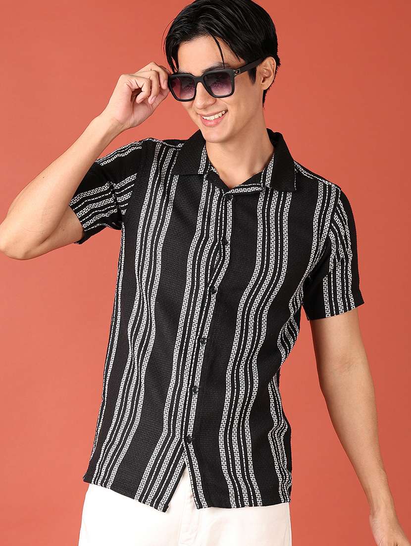 men collared textured regular fit casual shirt - 21508506 -  Standard Image - 1