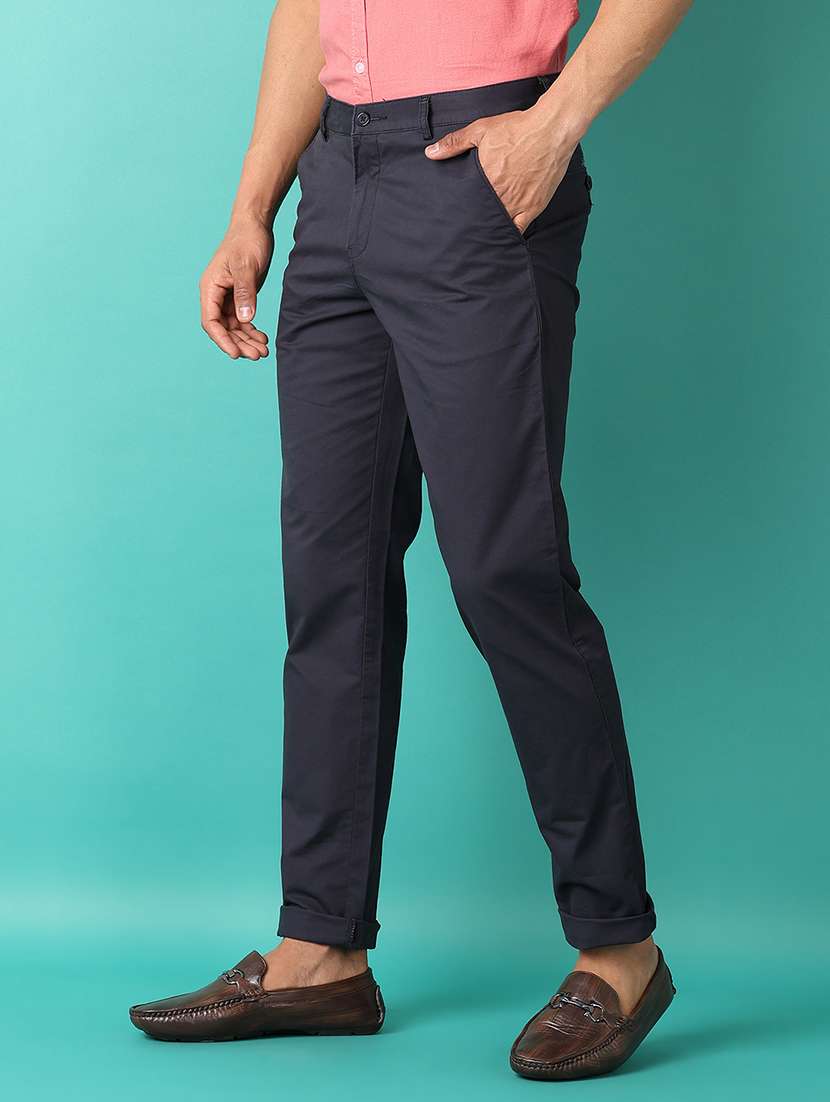 men mid-rise solid chinos casual trouser - 21508532 -  Standard Image - 1