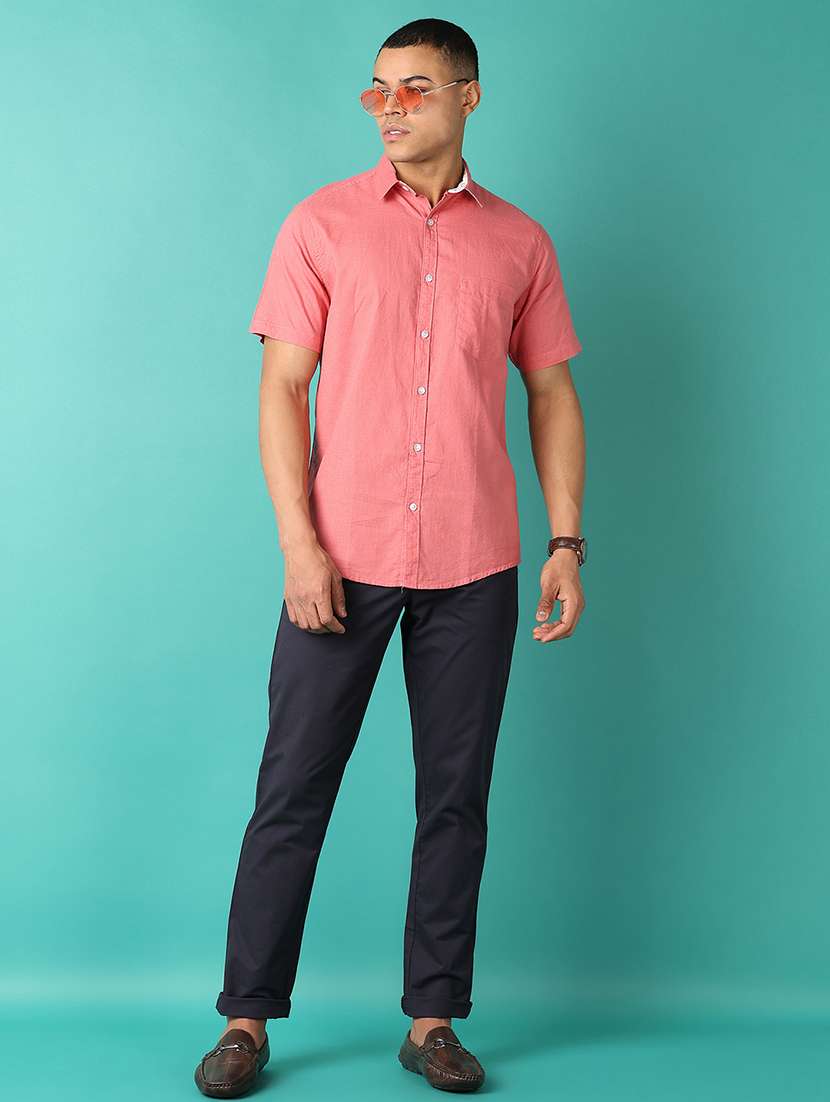 men mid-rise solid chinos casual trouser - 21508532 -  Standard Image - 4