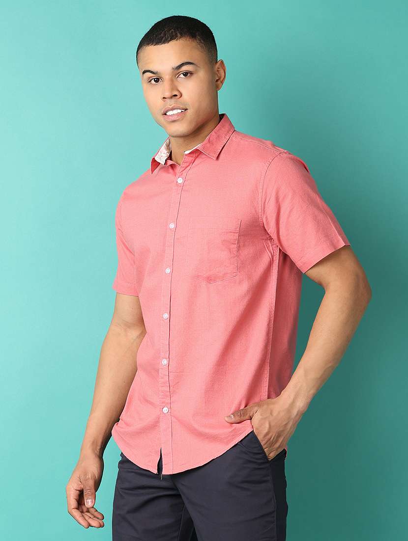 men collared solid  casual shirt - 21508533 -  Standard Image - 1