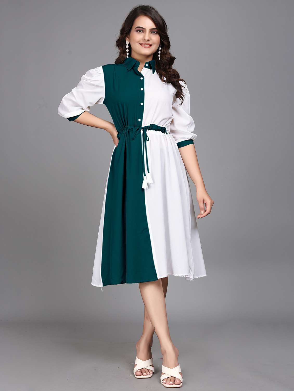women white cotton a-line dress - 21508677 - Zoom Image - 0