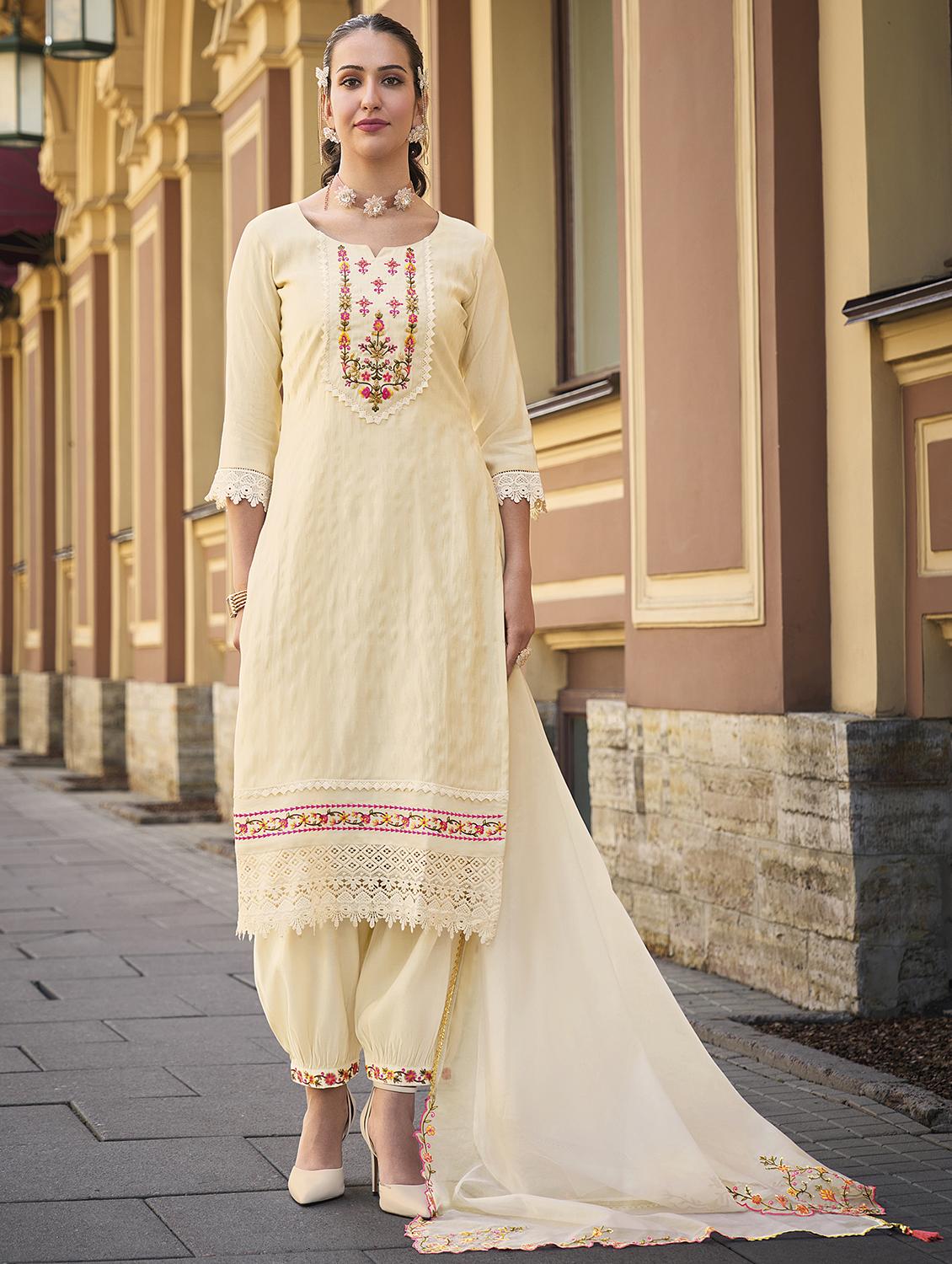 women three quarter sleeve kurta salwar with dupatta set - 21508903 - Standard Image - 1