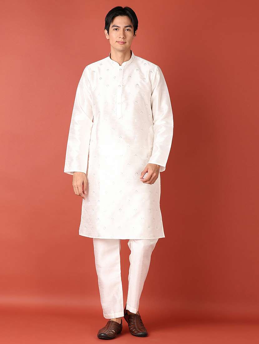 men sequin work kurta pyjama ethnic wear set