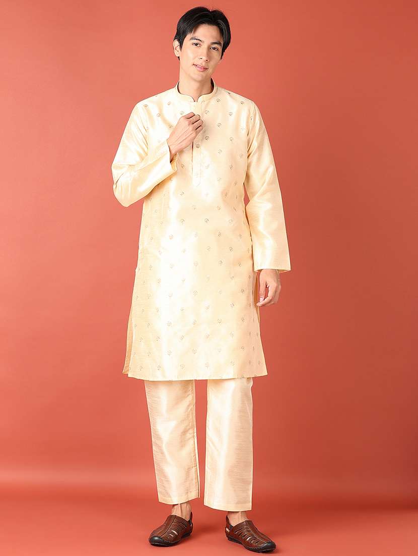 men sequin work kurta pyjama ethnic wear set