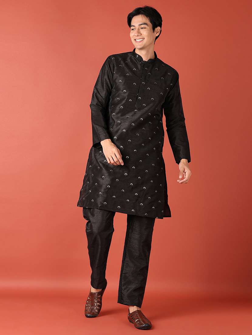 men sequin work kurta pyjama ethnic wear set