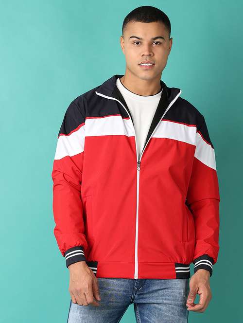 men long sleeves color block bomber jacket - 21508989 -  Standard Image - 0