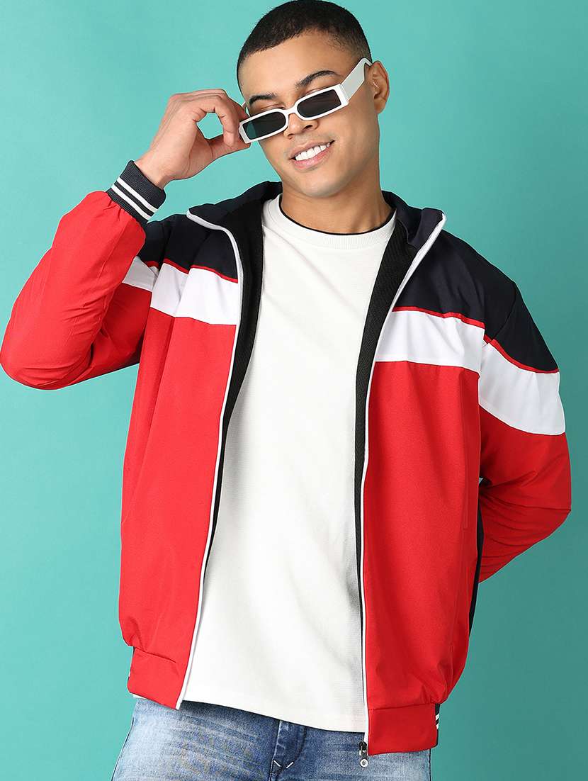 men long sleeves color block bomber jacket - 21508989 -  Standard Image - 1