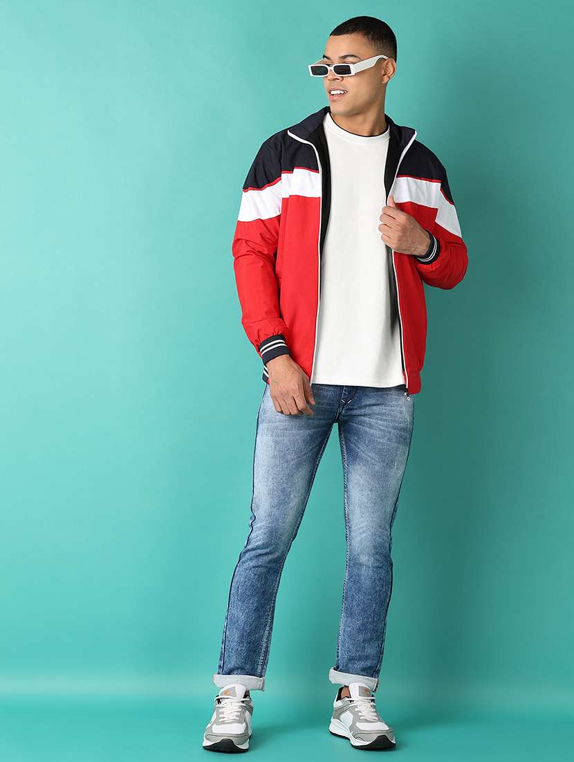 men long sleeves color block bomber jacket - 21508989 -  Standard Image - 4