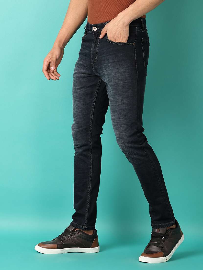 men blue plain jeans - 21509092 -  Standard Image - 1
