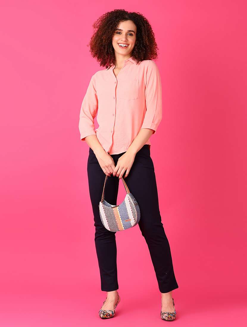 women solid shirt collar shirt - 21509097 -  Standard Image - 4