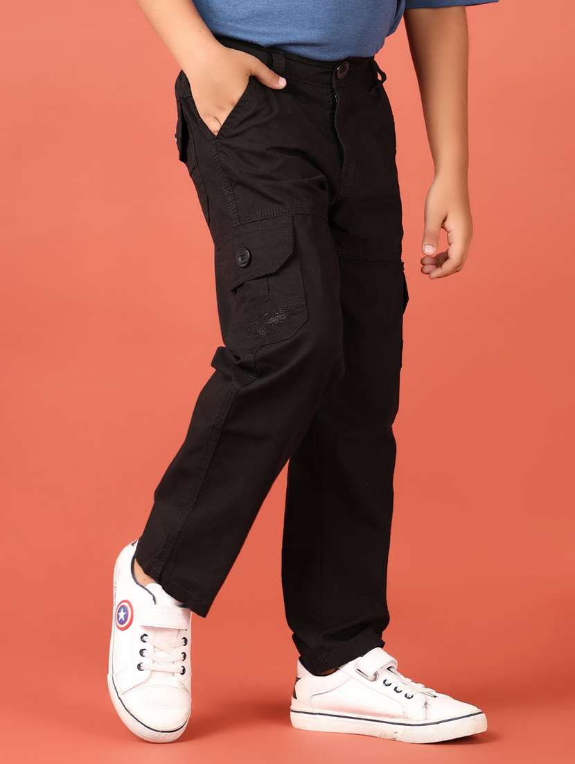 boys solid mid rise cargo - 21509157 -  Standard Image - 1