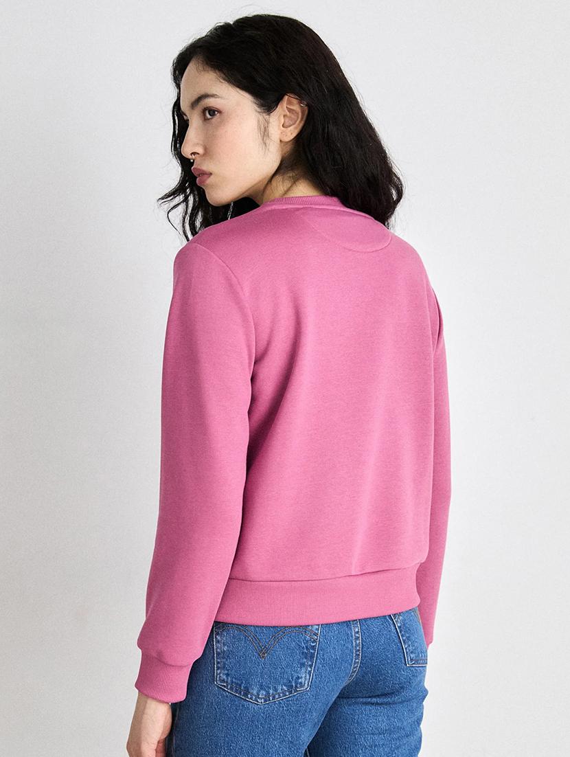 women pink plain long sleeves sweatshirt - 21509459 - Standard Image - 1