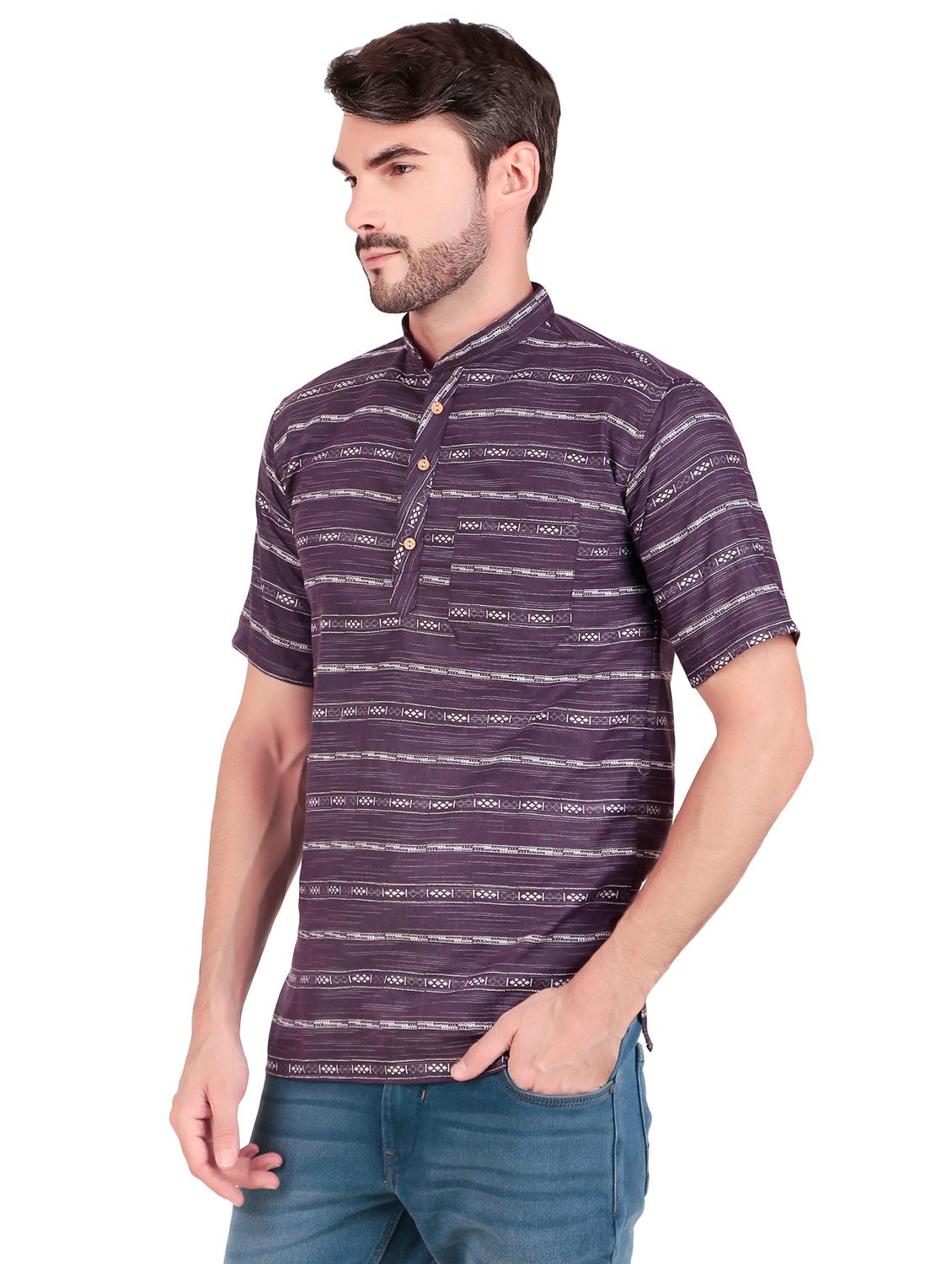 men self design short sleeves short kurta - 21509462 -  Standard Image - 1