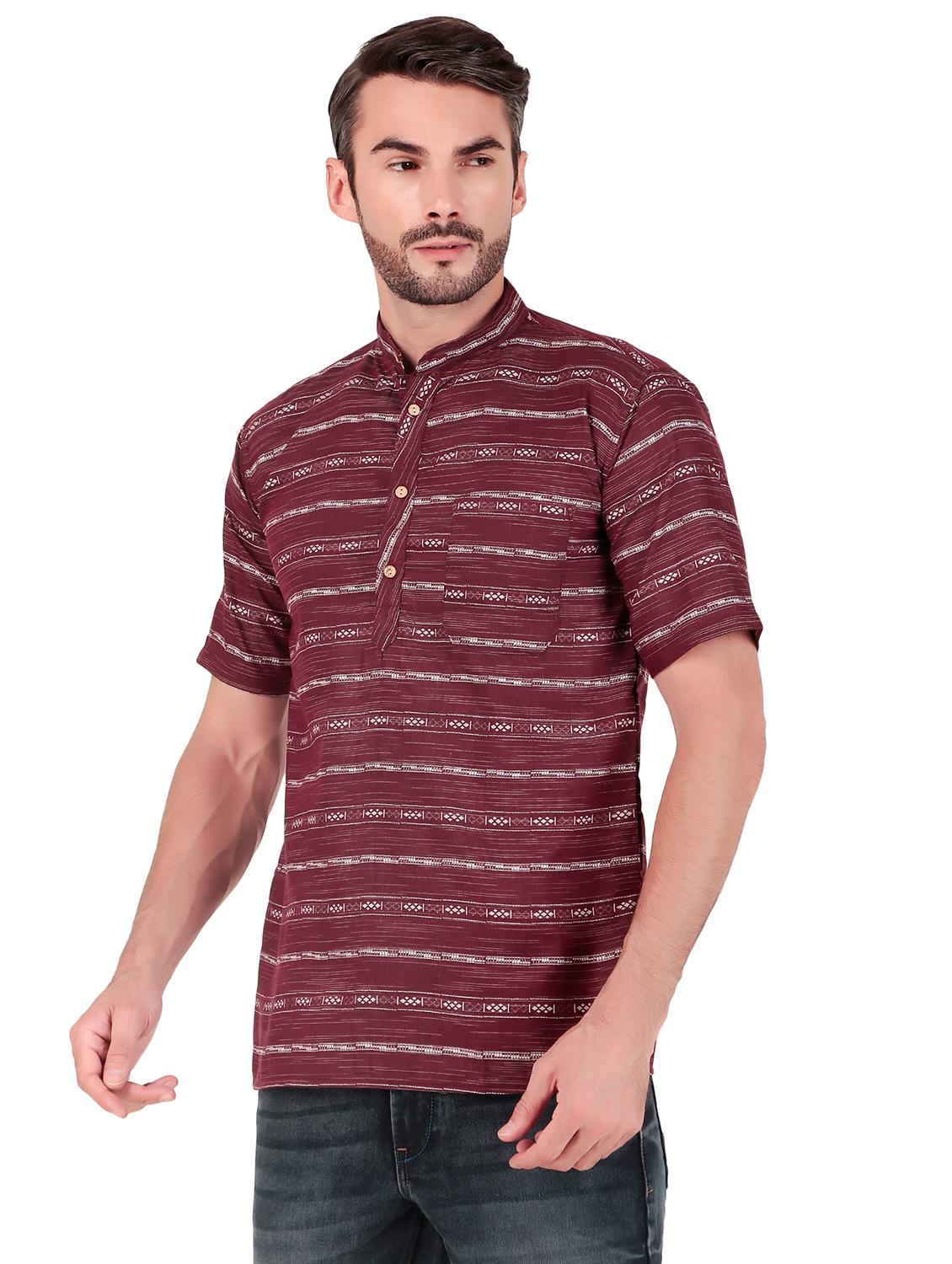 men self design short sleeves short kurta - 21509463 -  Standard Image - 1