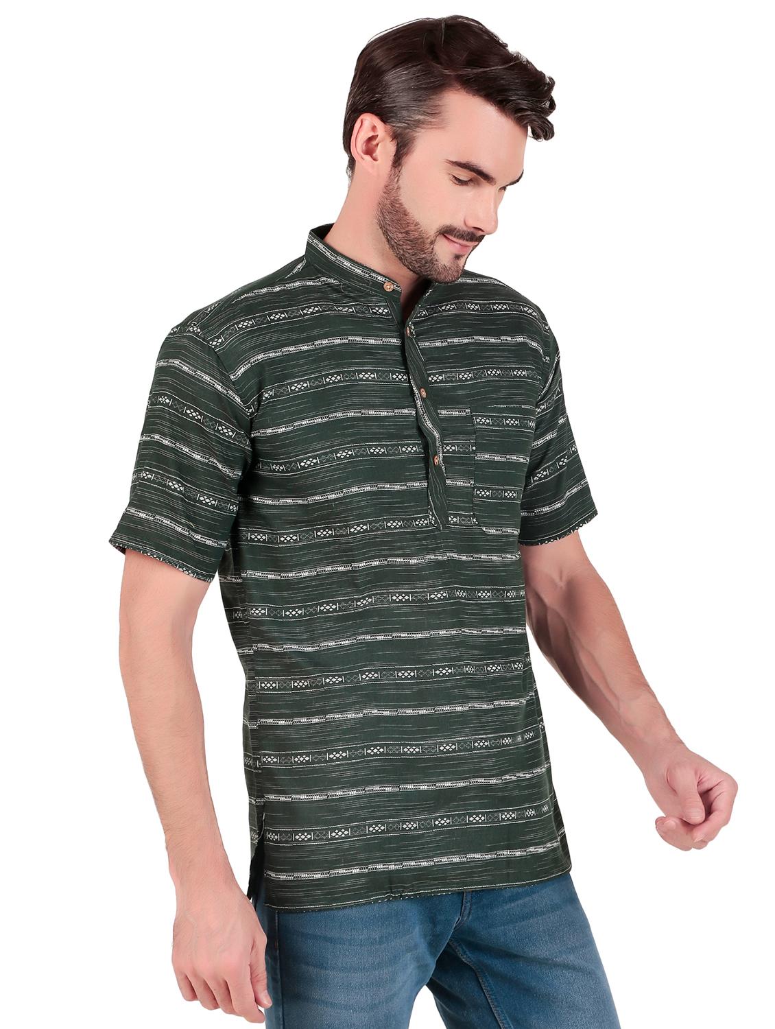 men self design short sleeves short kurta - 21509465 - Standard Image - 1