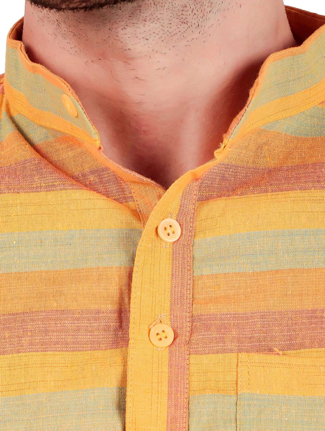 men striped short sleeves short kurta - 21509466 -  Standard Image - 4