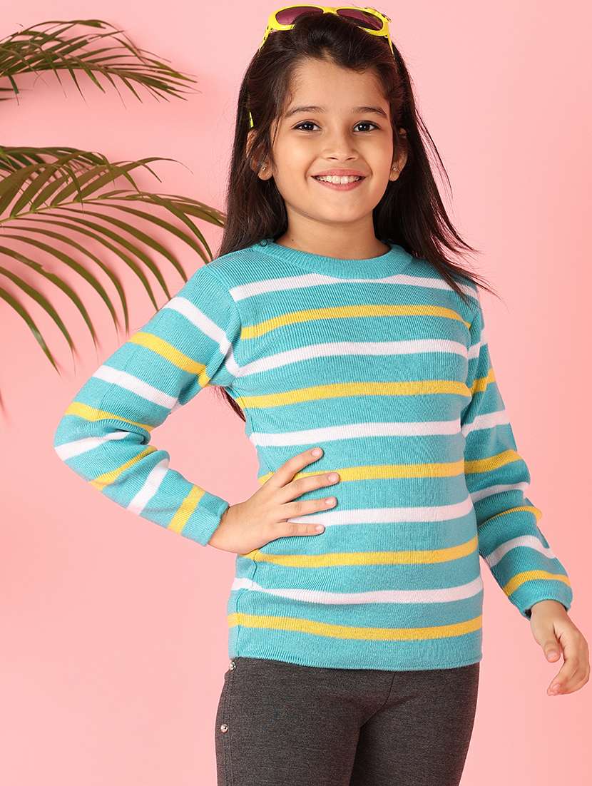 girls light blue self design sweaters - 21509476 -  Standard Image - 1