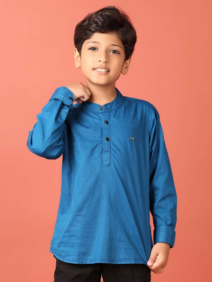boys teal solid shirt - 21509478 -  Zoom Image - 0