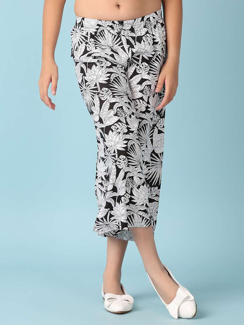 girls black printed culottes - 21509502 -  Standard Image - 1