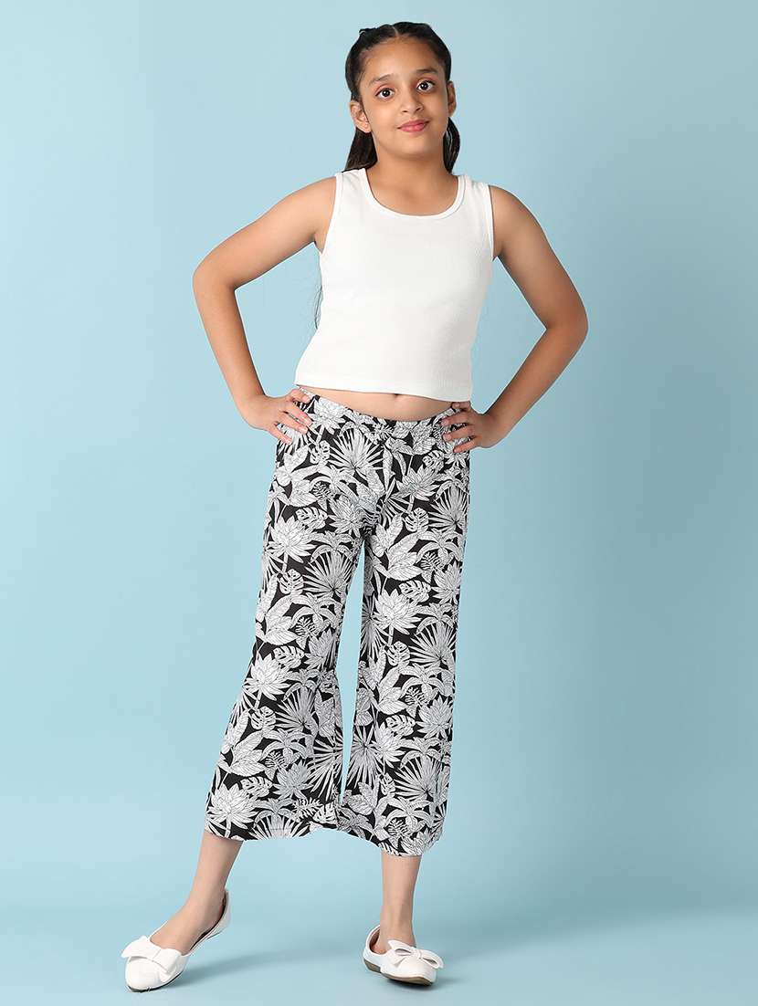 girls black printed culottes - 21509502 -  Standard Image - 4
