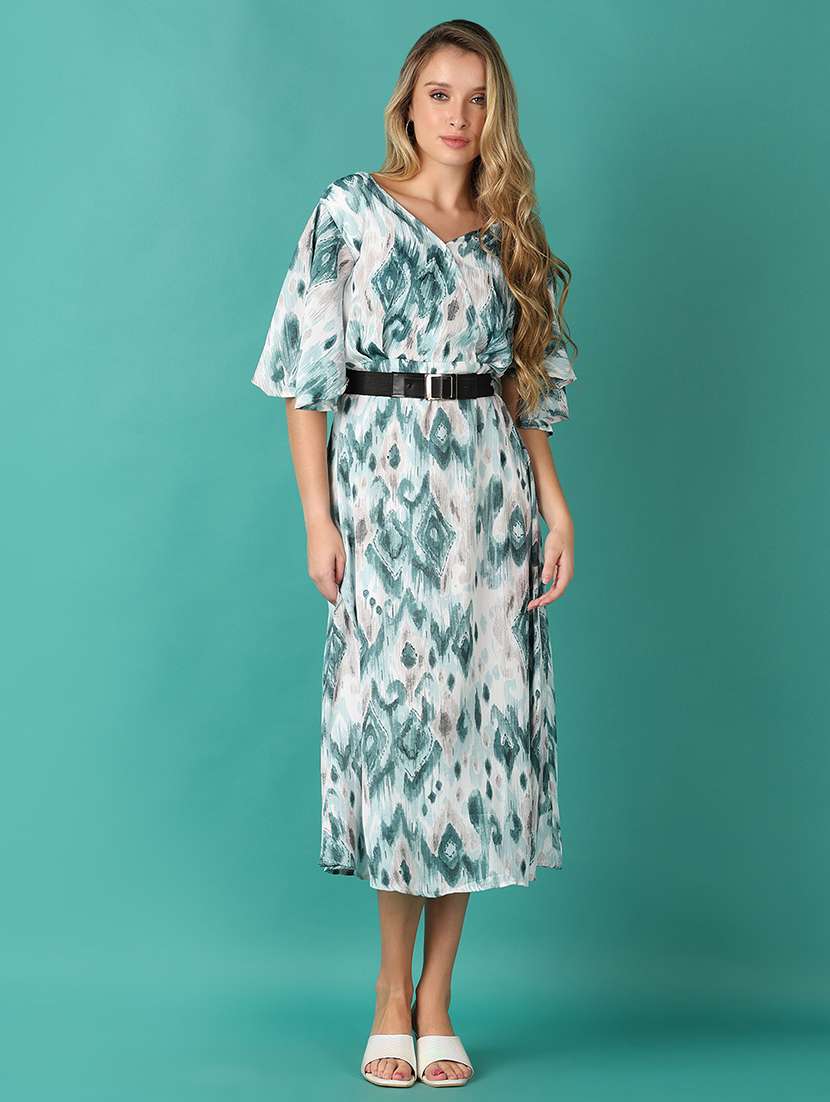 women printed v neck a-line dress - 21509503 -  Standard Image - 1