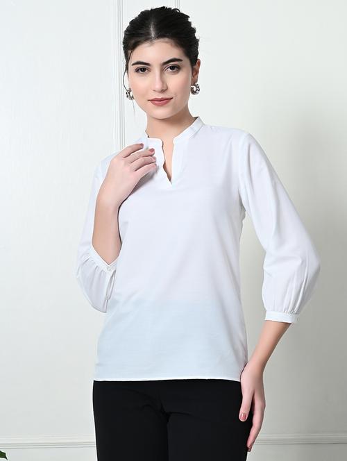 women white cotton regular top - 21509688 - Standard Image - 0