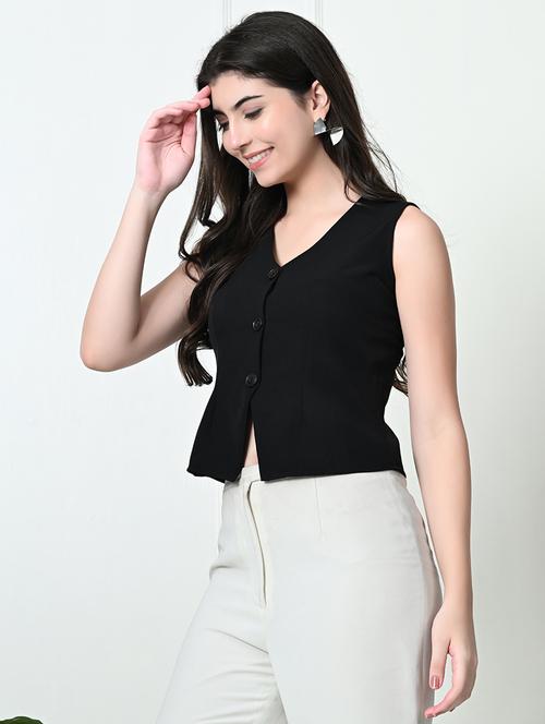 women black polyester regular top - 21509692 -  Standard Image - 0