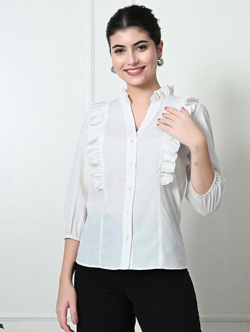 women white polyester regular top - 21509700 - Standard Image - 0
