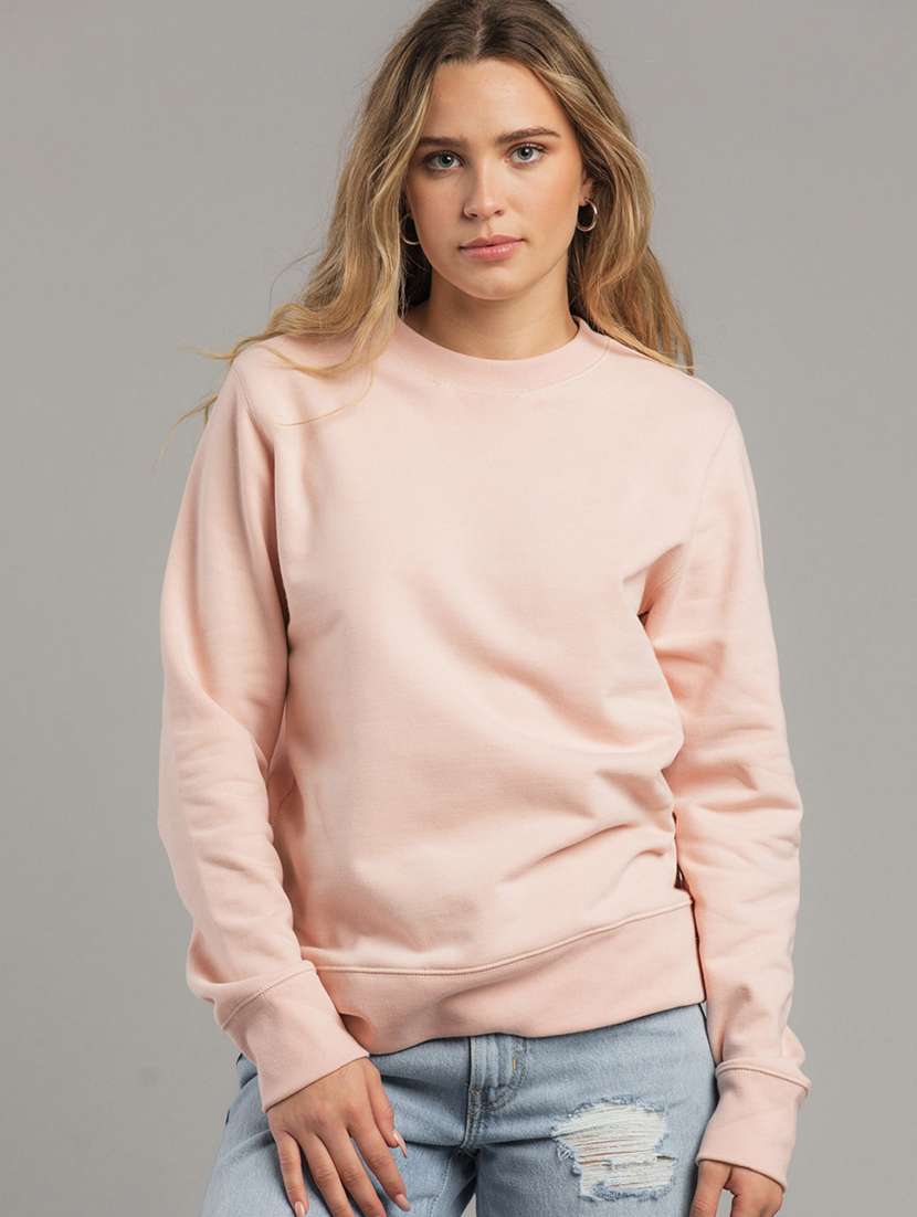 women peach fleece plain sweatshirt