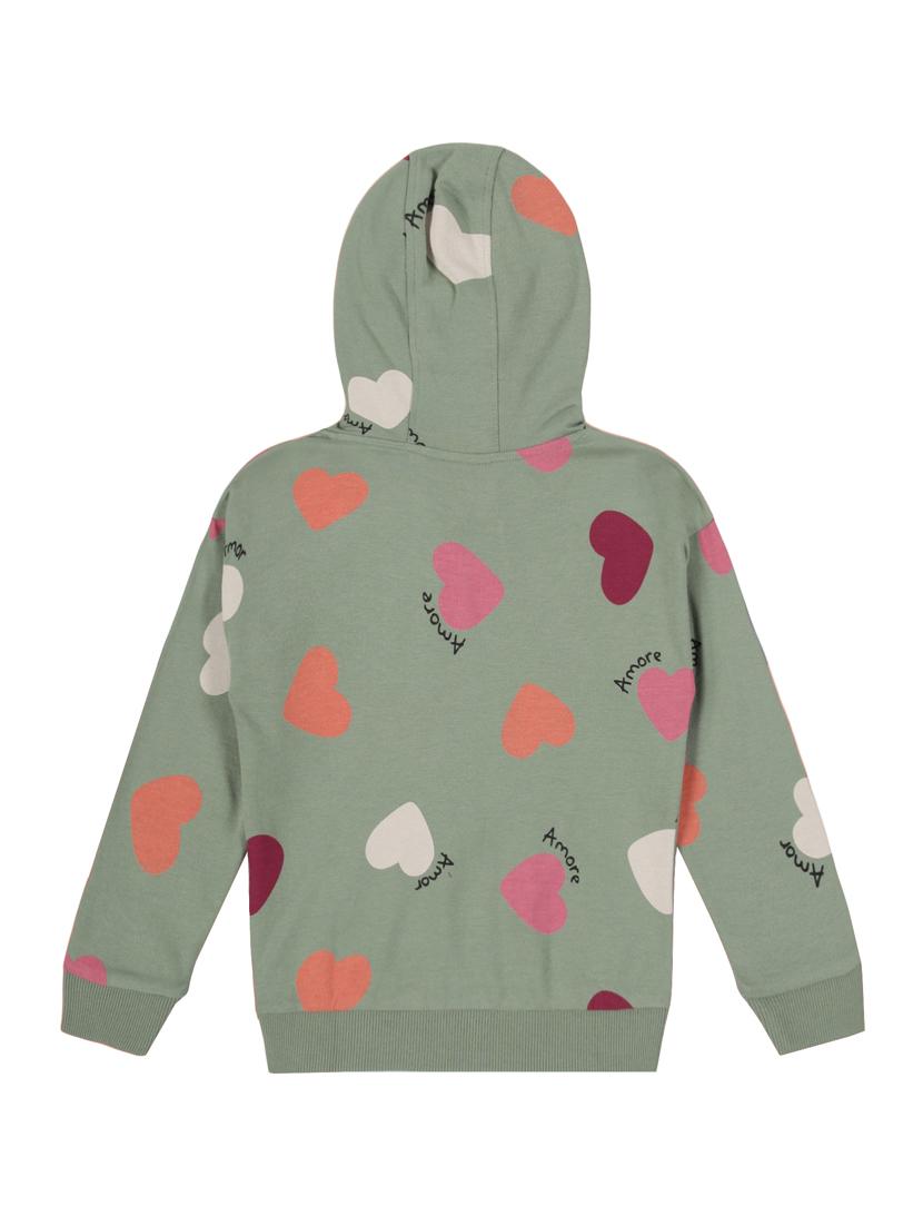 girls green cotton all over print sweatshirt - 21509936 - Standard Image - 1