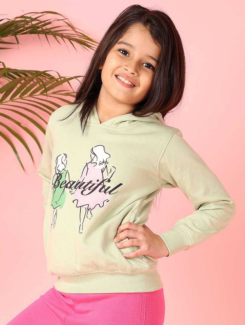 girls printed long sleeve hooded sweatshirt - 21509964 -  Standard Image - 1