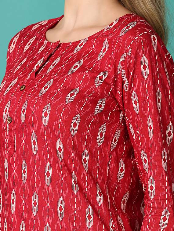 women red printed kurta palazzo set - 21509999 -  Standard Image - 4
