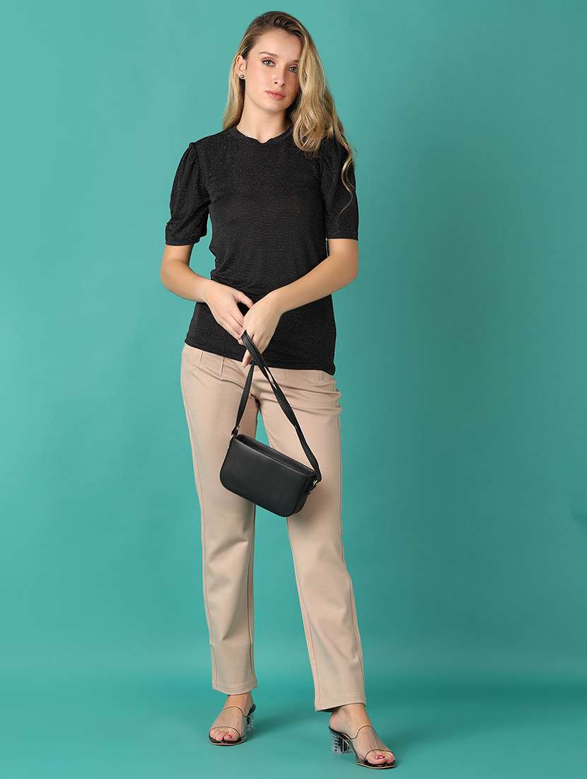 women solid mid rise trouser - 21510019 -  Standard Image - 4