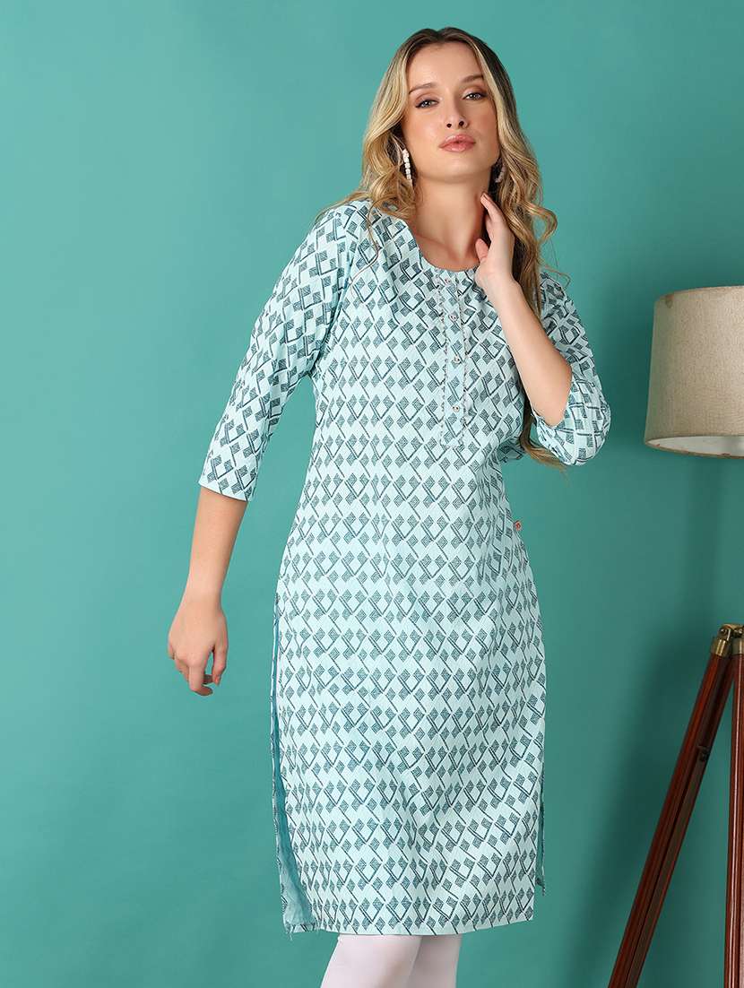 women printed round neck straight kurta - 21510080 - Standard Image - 1