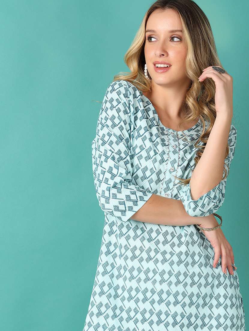 women printed round neck straight kurta - 21510080 - Standard Image - 4