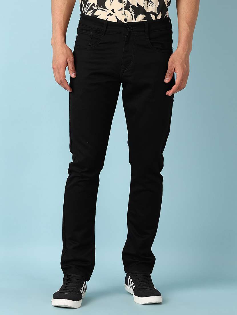 men plain mid rise denim jean