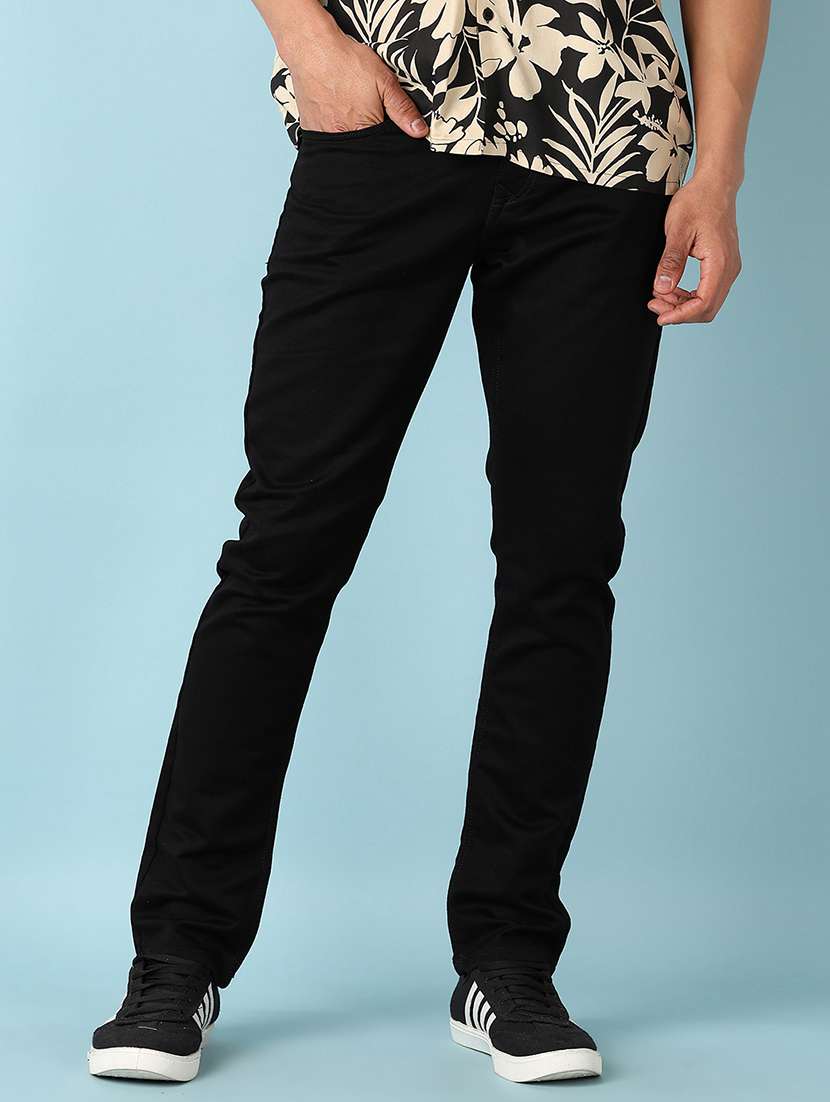 men plain mid rise denim jean - 21510088 -  Standard Image - 1