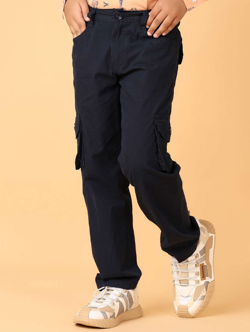 boys solid mid rise cargo - 21510103 -  Standard Image - 1