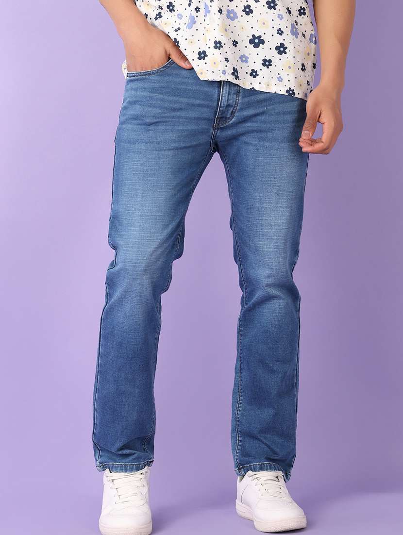 men solid mid rise straight fit jean - 21510133 -  Standard Image - 1