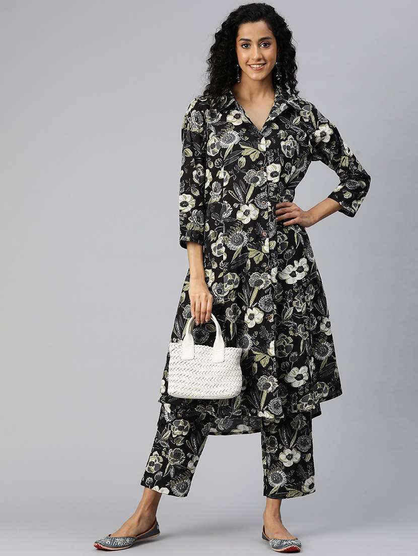 black floral printed co-ord set