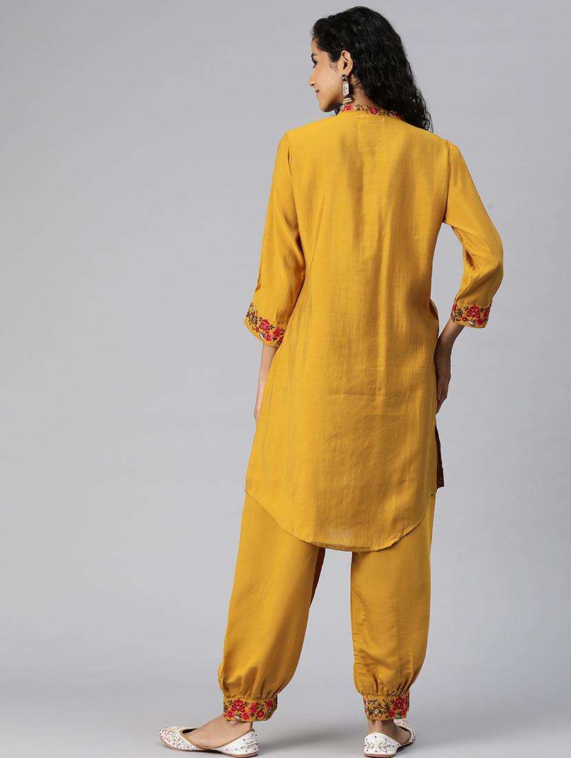 women mustard embroidered kurta salwar set - 21510347 -  Standard Image - 4