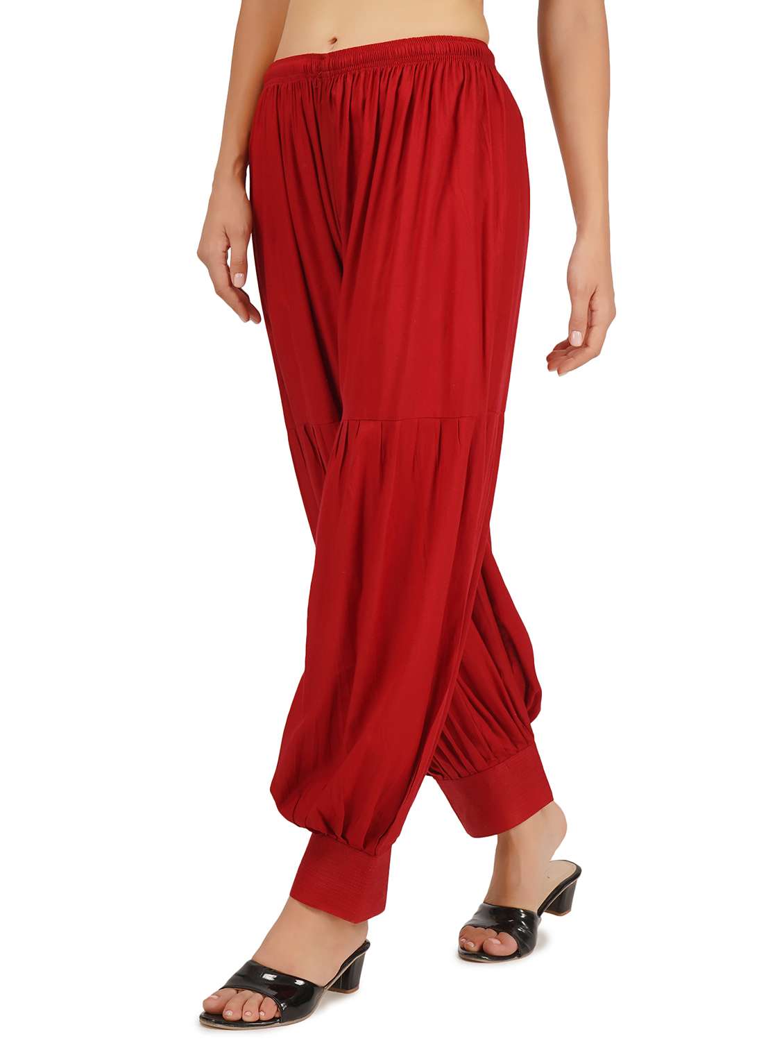  women maroon rayon harem salwar - 21510381 -  Standard Image - 1